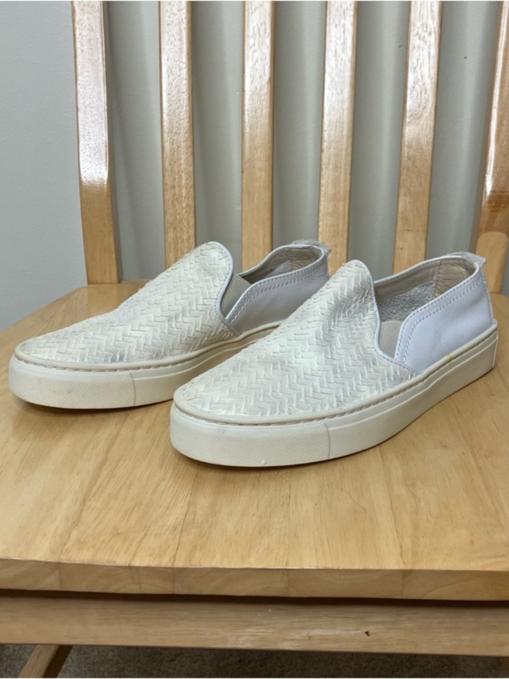 The Flexx Sneak Name white leather slip-on sneakers 7.5